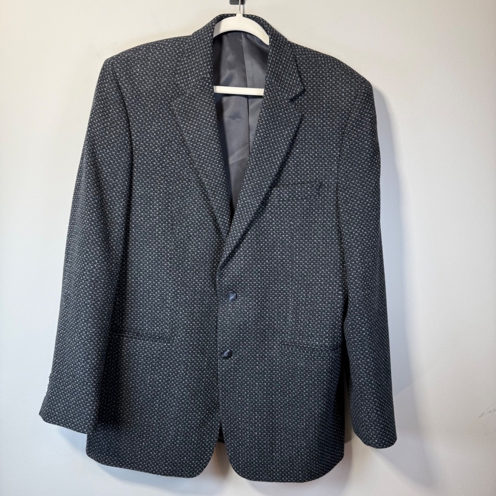 Eisenberg Blazer Mens 42R Black Gray Wool Cashmere Two Button Jacket Corporate